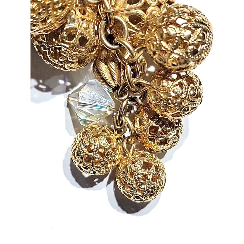 Miriam Haskell Bow Gold Grape Cluster Dangle Broo… - image 7